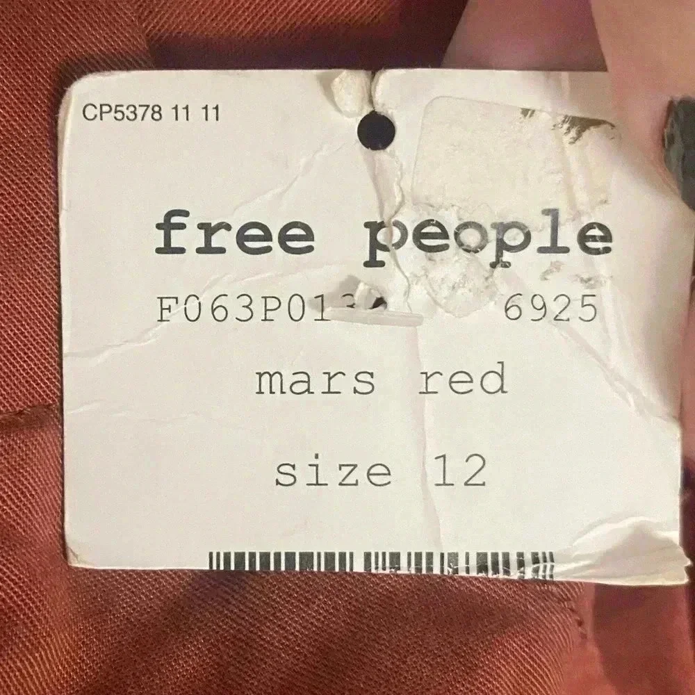 Free People Tie Waist Rust Red Shorts Size 12